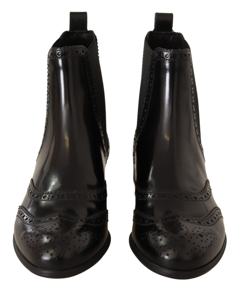 Elegant Black Ankle Wingtip Oxford Boots Dolce & Gabbana