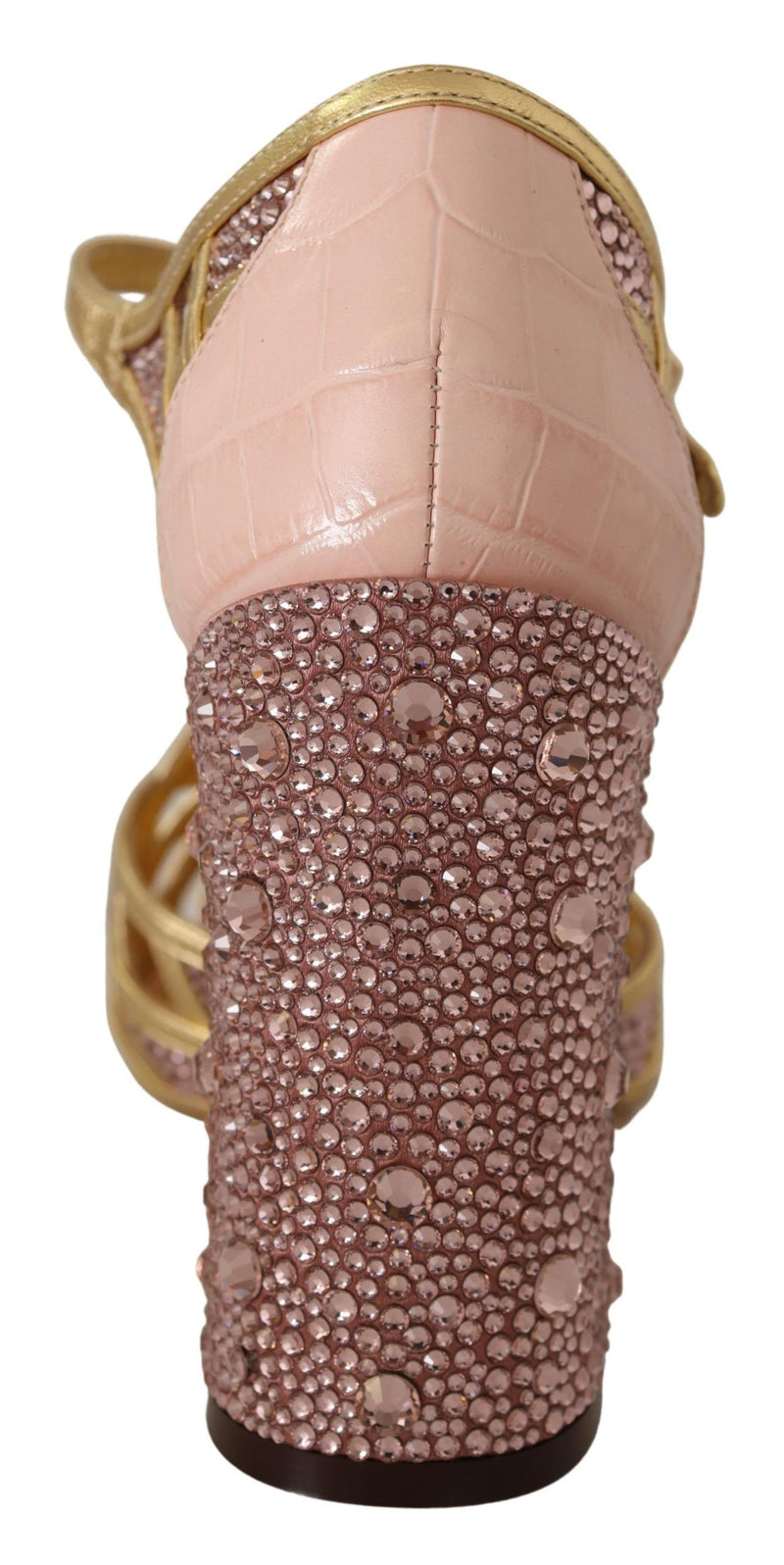 Silk-Infused Leather Crystal Pumps in Pink Gold Dolce & Gabbana