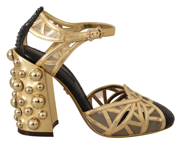 Elegant Crystal Studded Leather Pumps Dolce & Gabbana