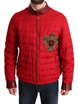 Red and Gold Bomber Designer Jacket Dolce & Gabbana