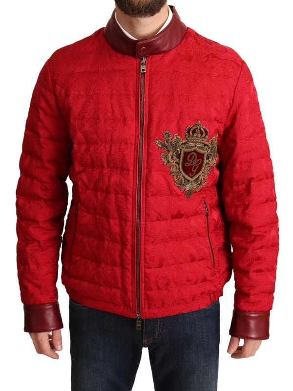 Red and Gold Bomber Designer Jacket Dolce & Gabbana