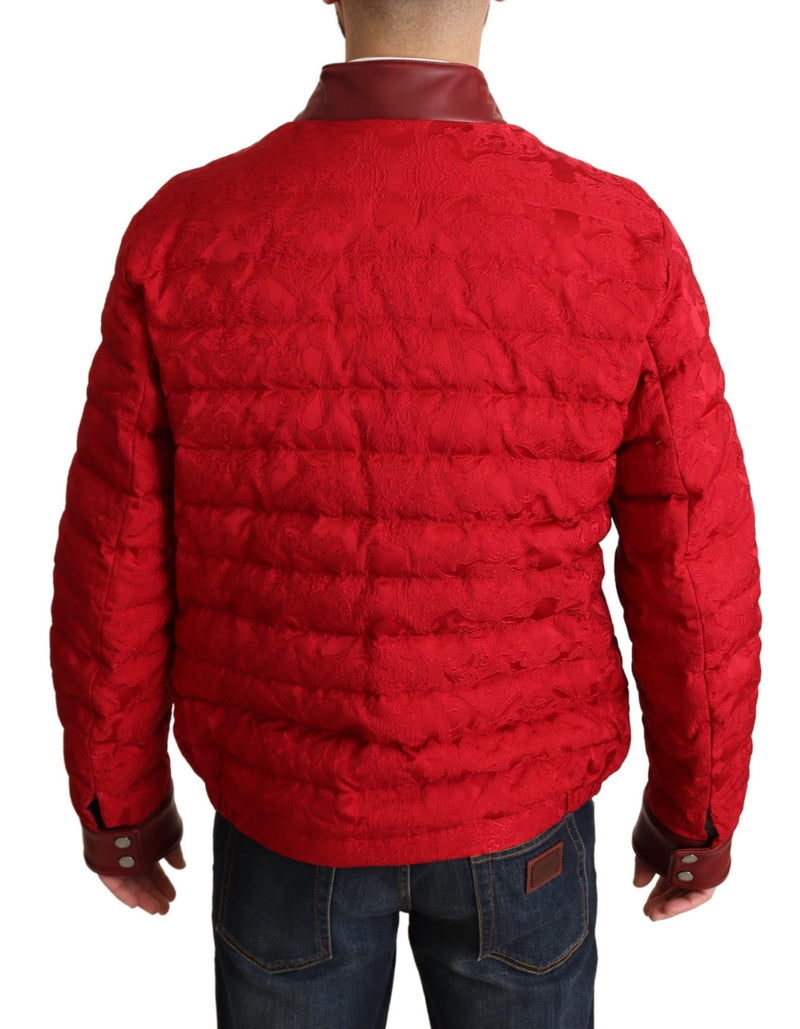 Red and Gold Bomber Designer Jacket Dolce & Gabbana