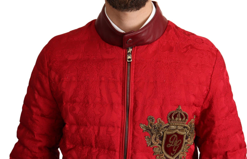 Red and Gold Bomber Designer Jacket Dolce & Gabbana