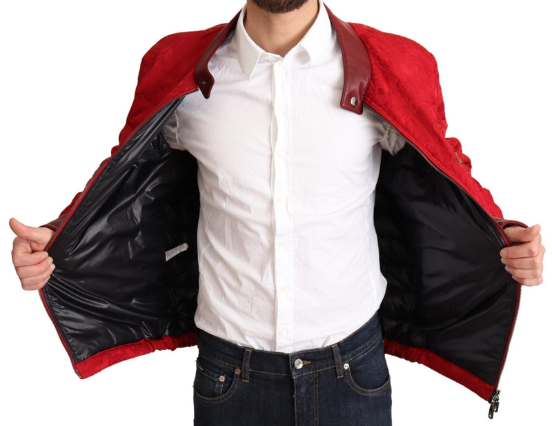 Red and Gold Bomber Designer Jacket Dolce & Gabbana