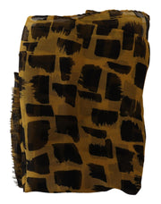 Elegant Silk Scarf in Yellow & Black Dolce & Gabbana