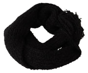 Elegant Black Wool-Blend Designer Scarf Dolce & Gabbana