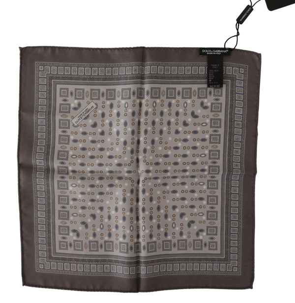 Elegant Silk Pocket Square in Rich Brown Dolce & Gabbana