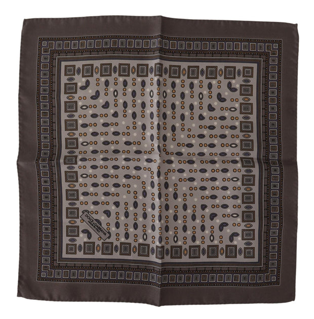 Elegant Silk Pocket Square in Rich Brown Dolce & Gabbana