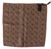 Elegant Brown Silk Pocket Square with Carrot Print Dolce & Gabbana