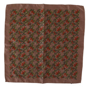 Elegant Brown Silk Pocket Square with Carrot Print Dolce & Gabbana