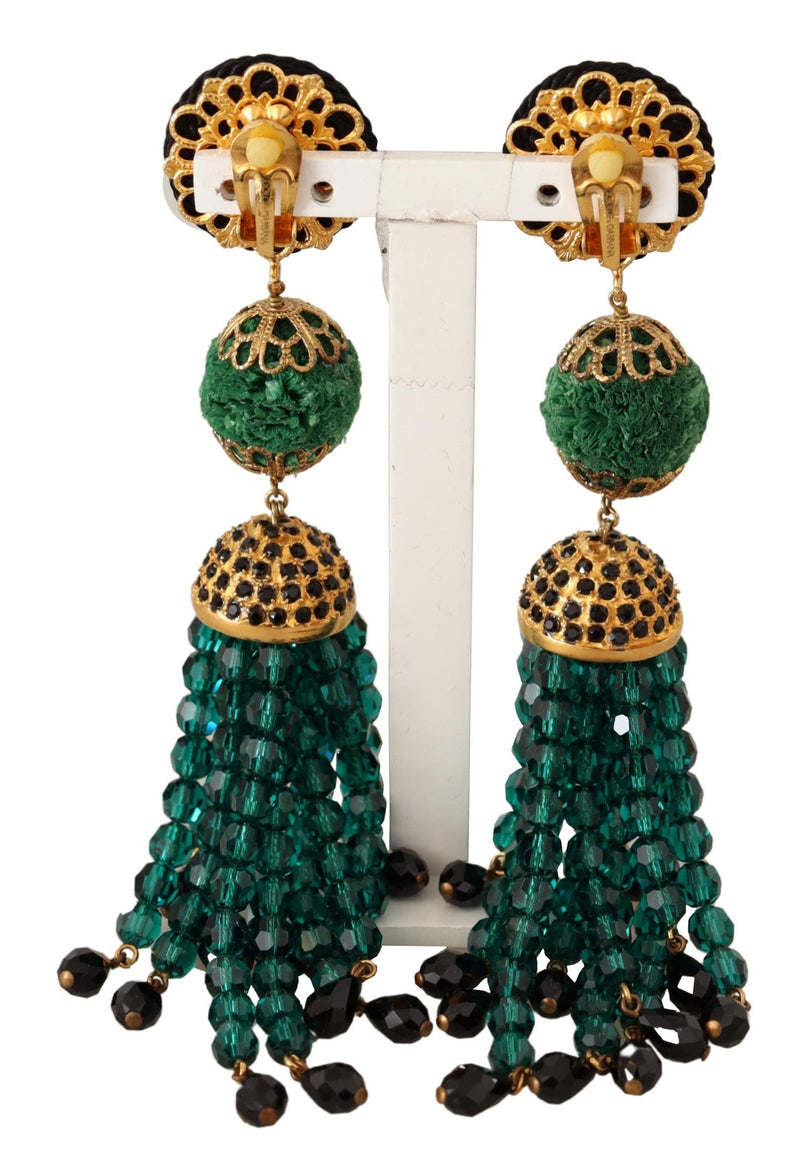 Elegant Crystal Drop Clip-On Earrings Dolce & Gabbana