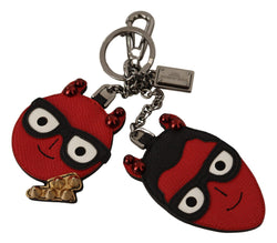 Elegant Red Leather & Brass Designer Keyring Dolce & Gabbana