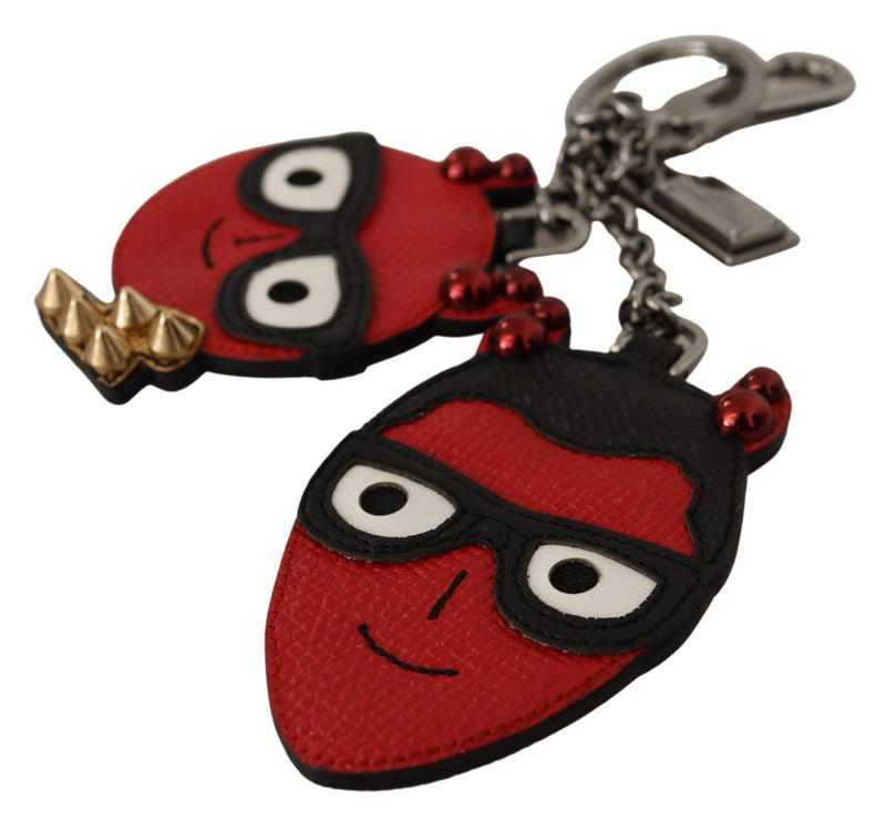 Elegant Red Leather & Brass Designer Keyring Dolce & Gabbana