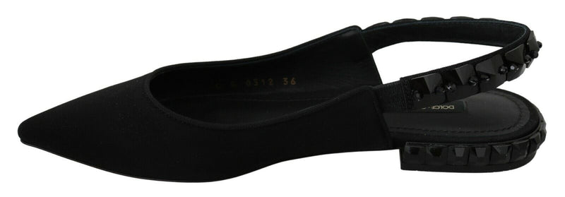 Elegant Silk Blend Slingback Flats with Crystals Dolce & Gabbana