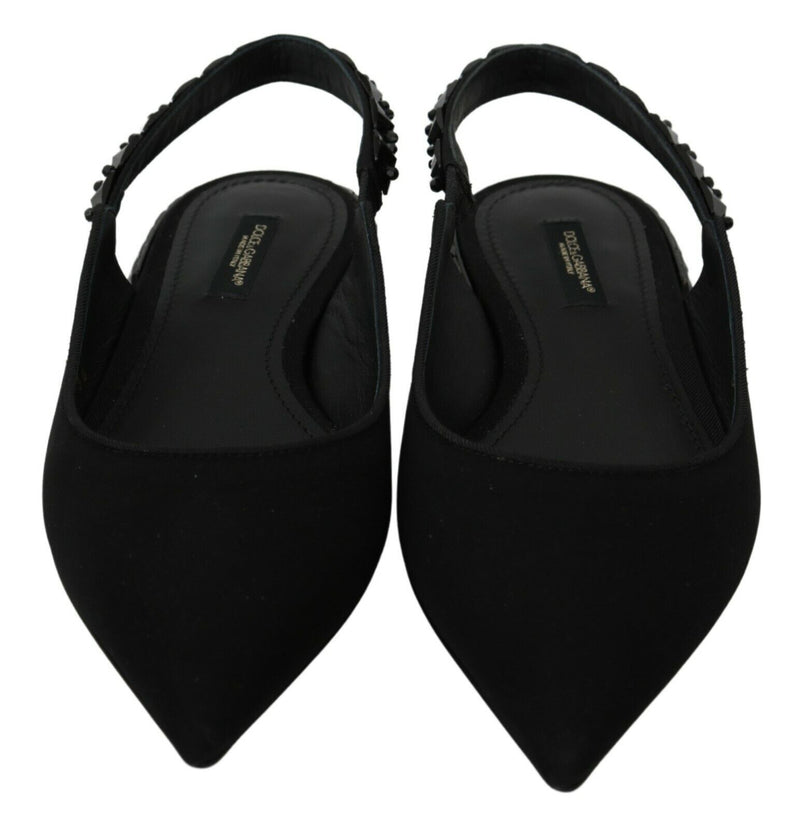 Elegant Silk Blend Slingback Flats with Crystals Dolce & Gabbana