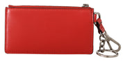 Elegant Leather Keychain in Vibrant Red Dolce & Gabbana