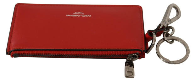 Elegant Leather Keychain in Vibrant Red Dolce & Gabbana