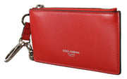 Elegant Leather Keychain in Vibrant Red Dolce & Gabbana