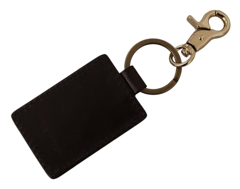 Elegant Unisex Leather Keyring with Gold Detail Dolce & Gabbana