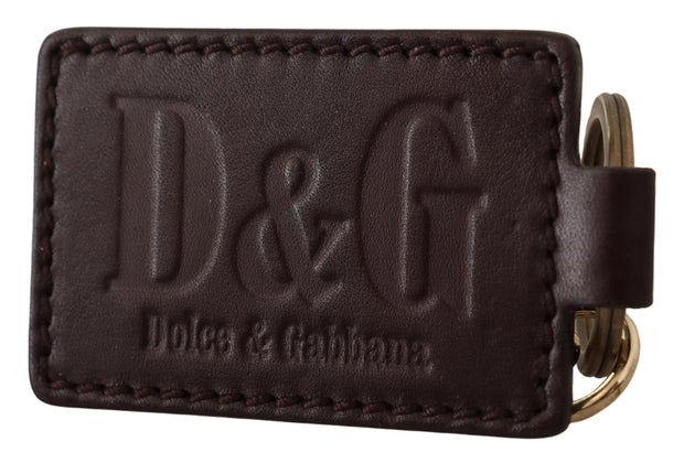 Elegant Unisex Leather Keyring with Gold Detail Dolce & Gabbana