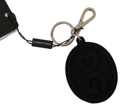 Chic Black Rubber & Brass Logo Keychain Dolce & Gabbana