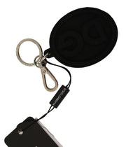 Chic Black Rubber & Brass Logo Keychain Dolce & Gabbana