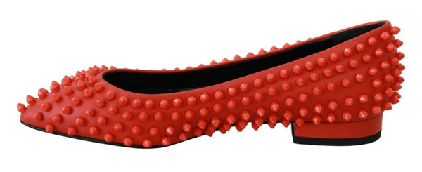 Vibrant Orange Pointed Leather Flats Philipp Plein