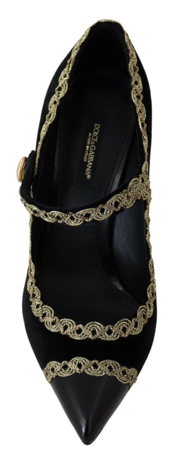 Elegant Gold-Embroidered Black Velvet Pumps Dolce & Gabbana