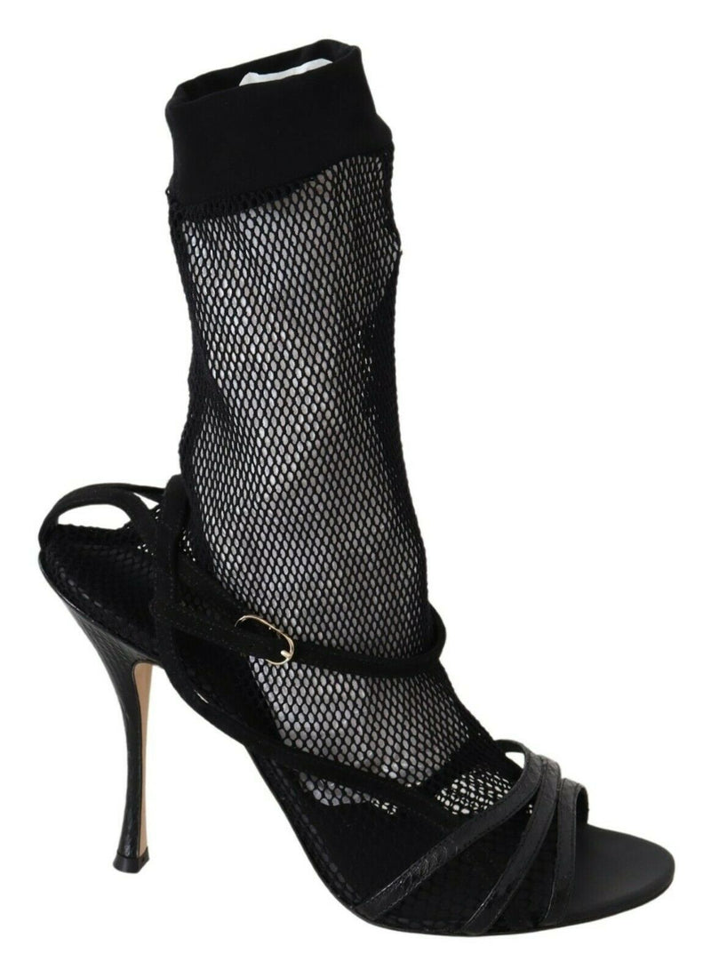 Chic Black Mesh Stiletto Sandals Dolce & Gabbana