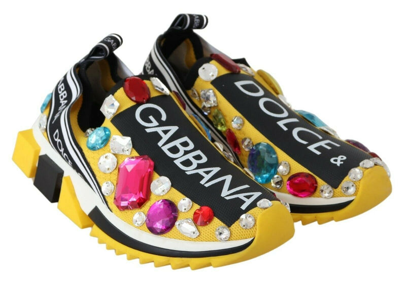 Embellished Yellow Sorrento Sneakers Dolce & Gabbana