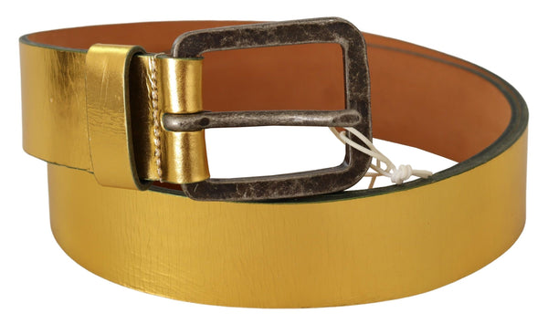 Elegant Gold Genuine Leather Men's Belt John Galliano