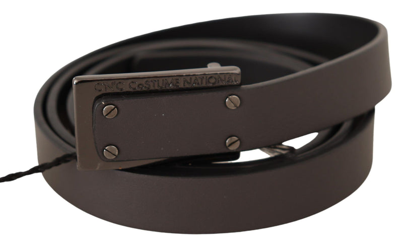 Elegant Leather Belt with Metal Buckle Costume National