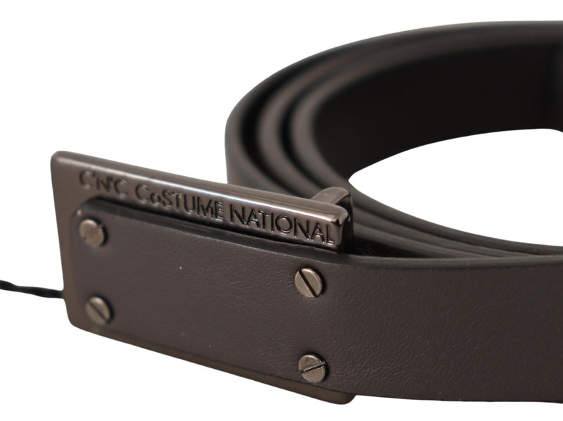 Elegant Leather Belt with Metal Buckle Costume National