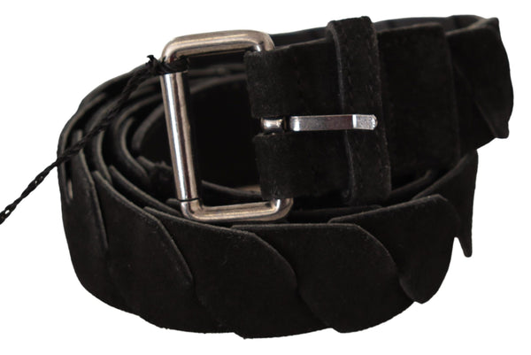 Elegant Black Waist Belt with Metal Buckle GF Ferre