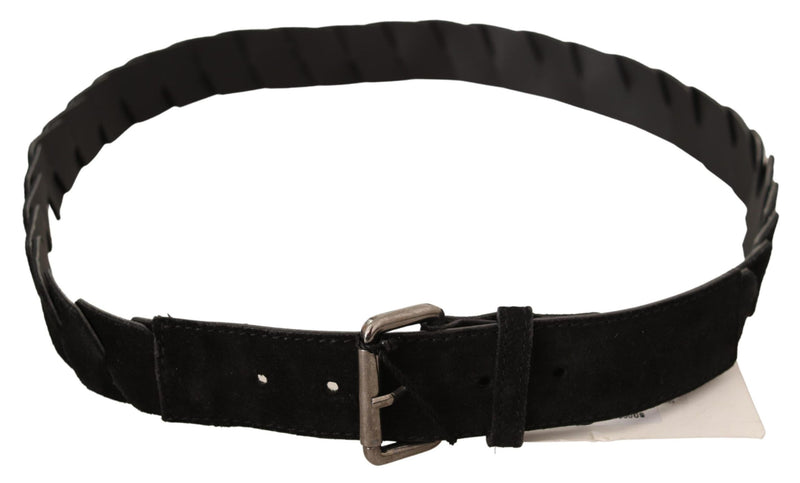 Elegant Black Waist Belt with Metal Buckle GF Ferre