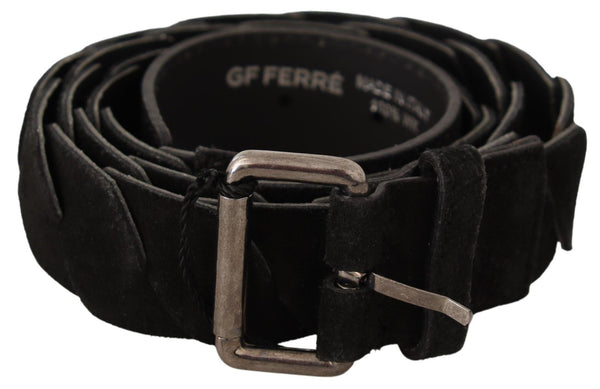 Elegant Black Waist Belt with Metal Buckle GF Ferre