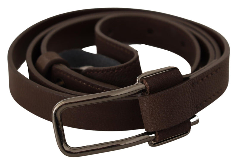 Elegant Brown Fashion Belt with Silver-Tone Buckle Costume National