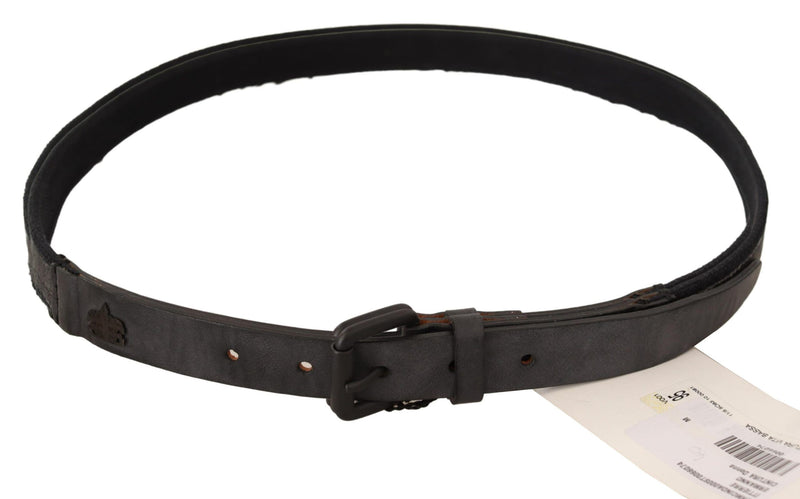 Classic Black Leather Belt with Buckle Fastening Ermanno Scervino