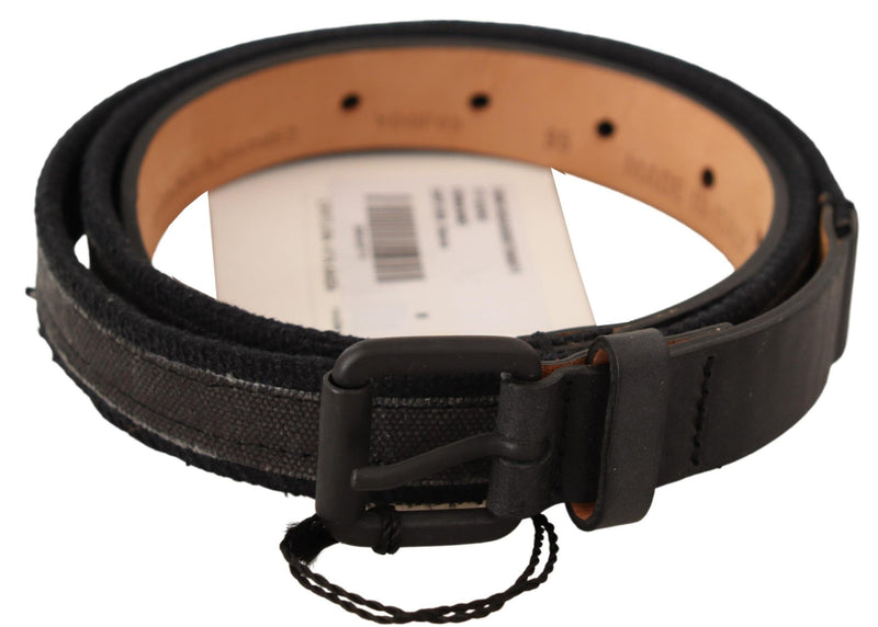 Classic Black Leather Belt with Buckle Fastening Ermanno Scervino