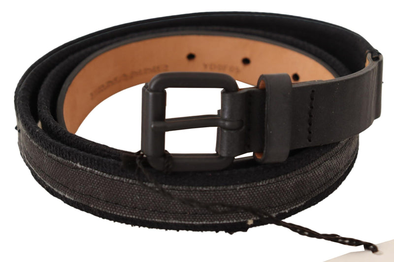 Classic Black Leather Belt with Buckle Fastening Ermanno Scervino