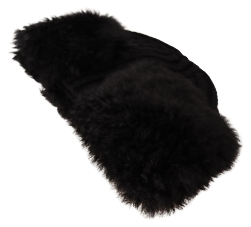 Elegant Black Cashmere Alpaca Fur Beanie Dolce & Gabbana