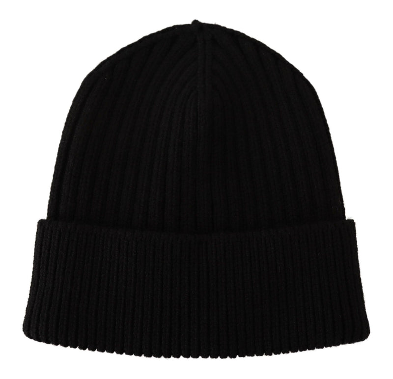 Elegant Cable Knit Wool Beanie with Fleece Liner Dolce & Gabbana