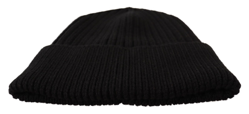 Elegant Cable Knit Wool Beanie with Fleece Liner Dolce & Gabbana