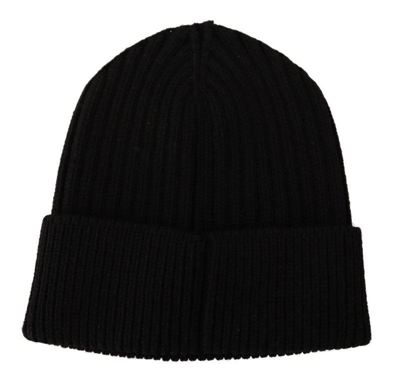 Elegant Cable Knit Wool Beanie with Fleece Liner Dolce & Gabbana