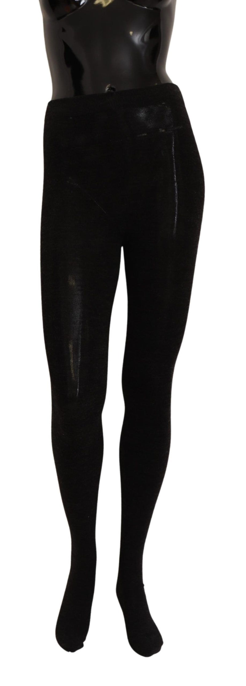 Elegant Black Wool Stretch Tights Dolce & Gabbana