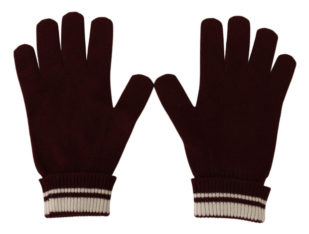 Elegant Red Cashmere Gloves with Crown Motif Dolce & Gabbana