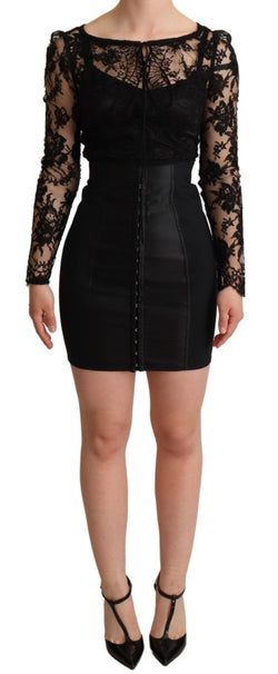 Elegant Black Lace Mini-Dress Delight Dolce & Gabbana