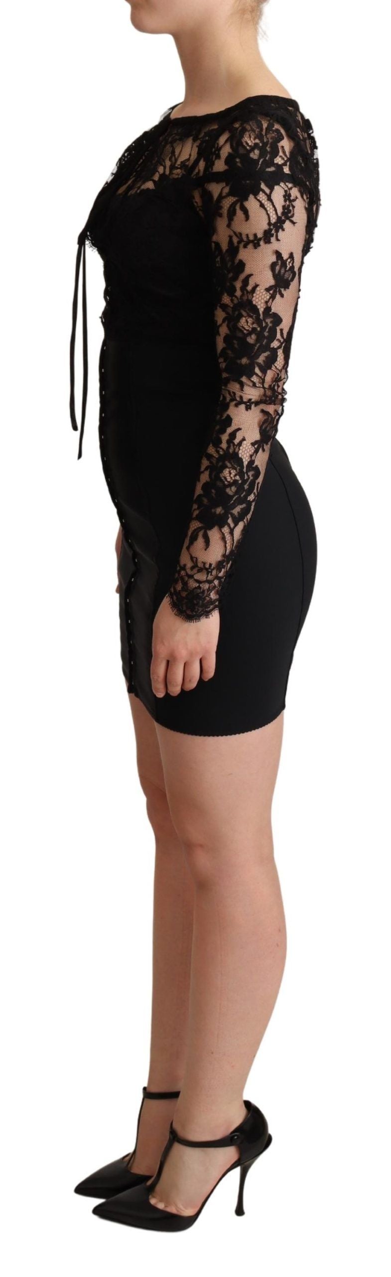 Elegant Black Lace Mini-Dress Delight Dolce & Gabbana