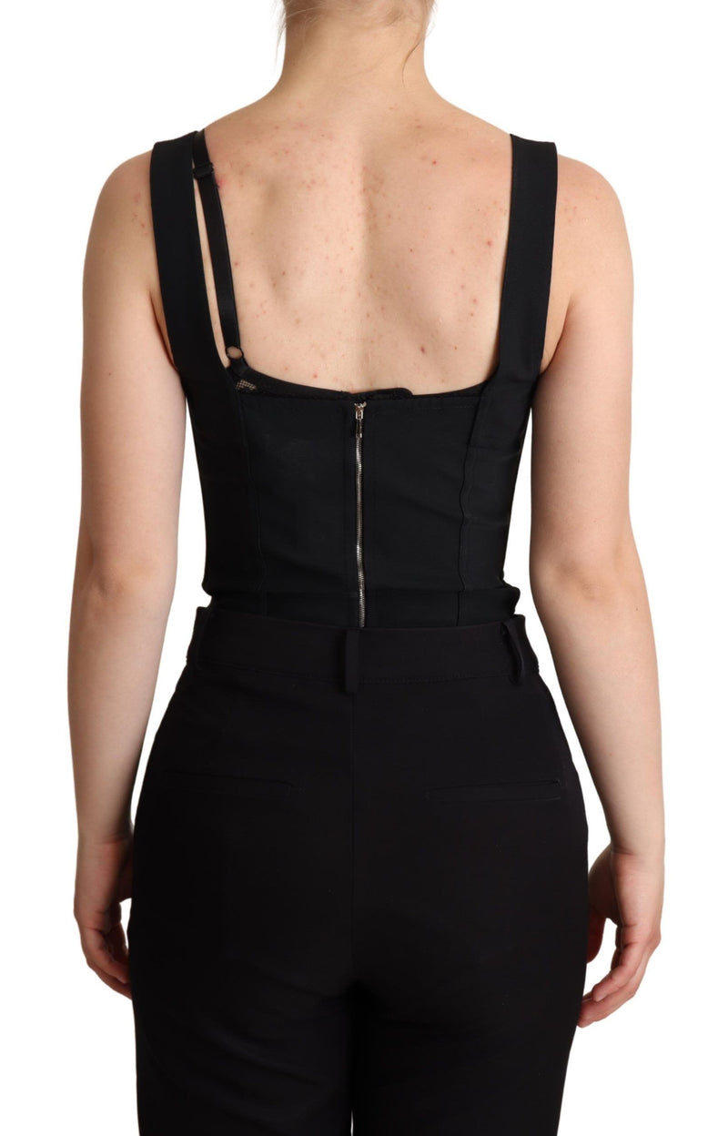 Elegant Black Lace Bodysuit Corset Dress Dolce & Gabbana
