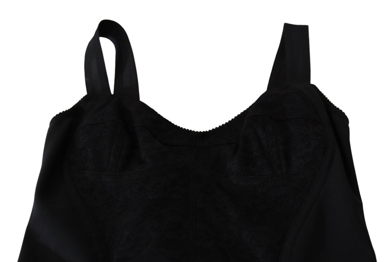 Elegant Black Lace Bodysuit Corset Dress Dolce & Gabbana
